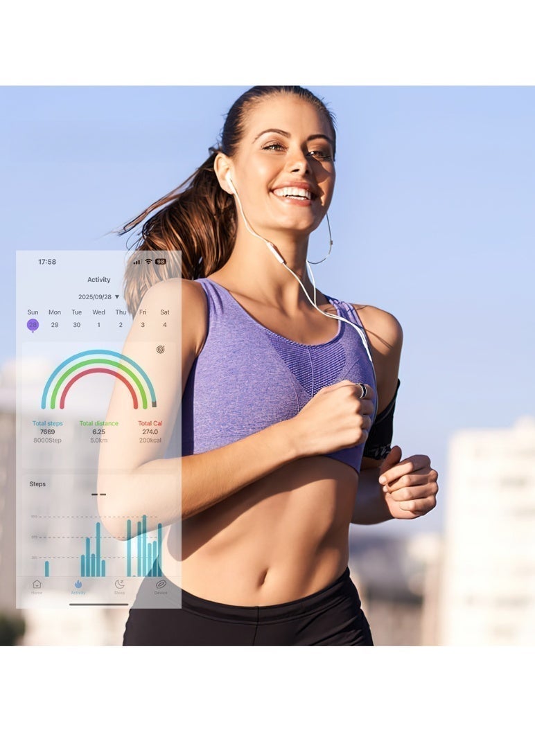 Smart Prayer Counting Ring | Prayer Counter, Rosary Counter | Wearable, Waterproof Technology | Health Monitoring Ring | Available in Black, Gold, and Silver, supports caller ID, counter, timer, with display screen, heart rate measurement, blood oxygen measurement, sleep health monitoring, remote control photography, gesture TikTok scrolling, e-book page turning, multiple sports modes, menstrual cycle management, remote care smart ring; Waterproof rating IP68. Size 8, 9, 10, 11 - Image 2